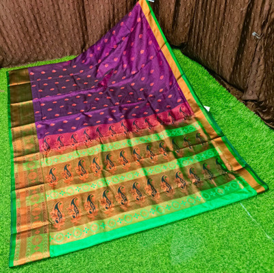 HouseOfCommon Woven Banarasi Art Silk Saree(Purple)
