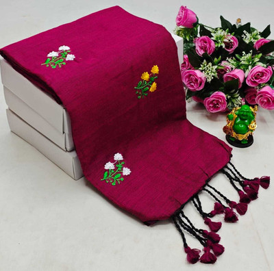 TWRIL Embroidered Handloom Pure Cotton Saree(Pink)