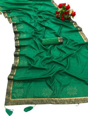 VAHIN FASHION Embellished Bollywood Silk Blend Saree(Green)