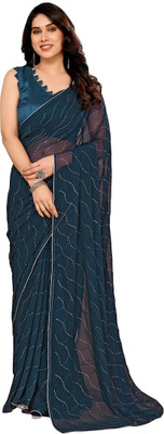 Queenswear Creation Self Design Daily Wear Georgette Saree(Dark Blue)