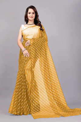 RUCHKET Printed Bollywood Net Saree(Pack of 2, Yellow)
