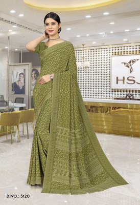 Vimla Printed Daily Wear Crepe Saree(Green)