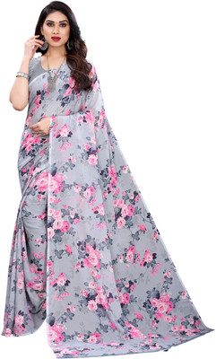 shiv textiles Printed Bollywood Georgette Saree(Grey)