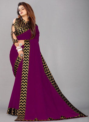 Flip The Style Printed Bollywood Georgette, Chiffon Saree(Purple)