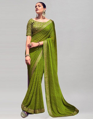 MAVTAR01 Printed Bollywood Georgette Saree(Green)