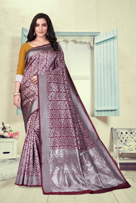 Vastram Enterprise Woven Banarasi Silk Blend Saree(Multicolor)