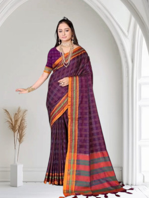 NEEL TEXTILES Self Design Bollywood Cotton Linen Saree(Maroon)