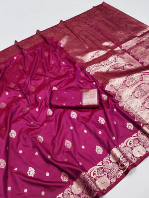 SHREEKHODIYARST Woven, Self Design Banarasi Jacquard, Pure Silk Saree(Pink)