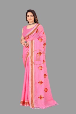 PTR SAREES Printed, Self Design Bollywood Cotton Blend Saree(Pink)