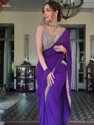 Hirank Embroidered Bollywood Georgette Saree(Purple)