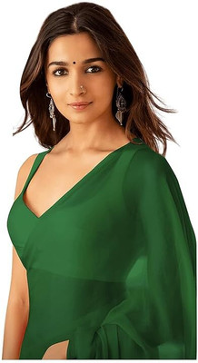 Ghan Sals Solid/Plain Bollywood Georgette Saree(Green)