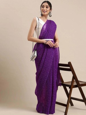 Pandadi Saree Digital Print Daily Wear Georgette Saree(Purple)