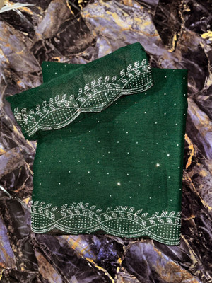 katariya Embellished, Embroidered, Floral Print Daily Wear Cotton Silk Saree(Dark Green)