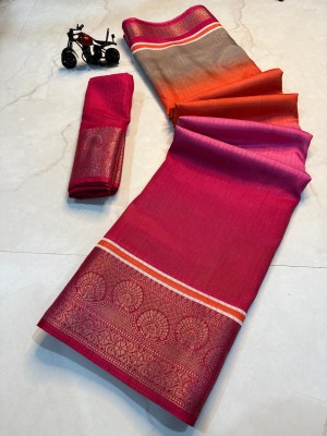 SATIKA VASTRAM Solid/Plain Kalamkari Tussar Silk Saree(Pink)