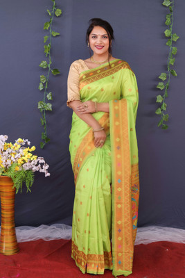 amirat Self Design Paithani Jacquard Saree(Light Green)