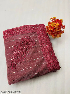 Amavii Embellished Bollywood Lycra Blend Saree(Red)