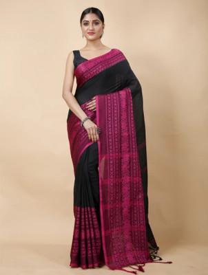 ADbutiq Self Design Bollywood Handloom Cotton Blend Saree(White)