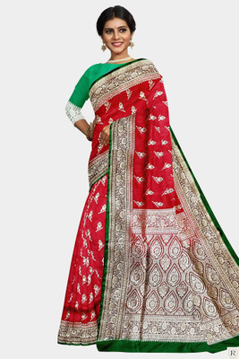 shree ambaji saree Woven Banarasi Jacquard Saree(Red)