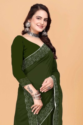 SHELDROM MART Embellished Bollywood Georgette Saree(Dark Green)