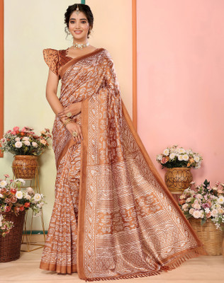 YASHIKA Printed Bollywood Art Silk Saree(Orange)