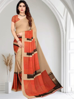 Grubstaker Printed Daily Wear Georgette Saree(Multicolor)