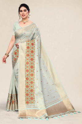 NEGRONI Woven Daily Wear Pure Cotton Saree(Light Green)