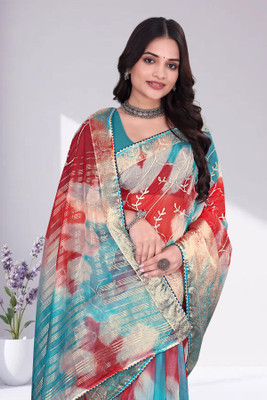 Aarunika SBT Solid/Plain Bollywood Organza Saree(Maroon)