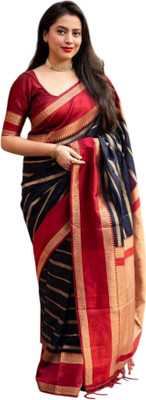 GATISHVAM TEXTILE Self Design Banarasi Art Silk Saree(Blue)