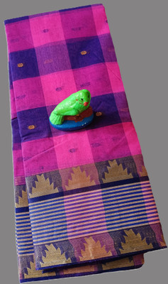 J KunduHouse Self Design Tant Pure Cotton Saree(Multicolor)