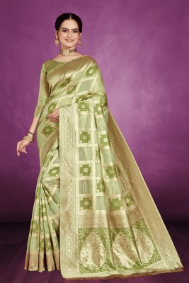 stree silk Woven, Self Design Banarasi Organza Saree(Light Green)