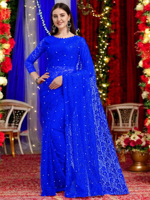 NORAFLEXx Embellished Bollywood Brasso Saree(Blue)