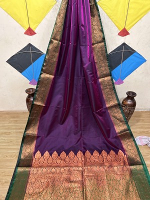 DORA SILK Woven Banarasi Art Silk, Silk Blend Saree(Purple)