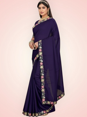 Shree Ambey Self Design Bollywood Georgette Saree(Dark Blue)