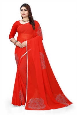PAMEL DESIGNER Embellished Bollywood Georgette Saree(Red)