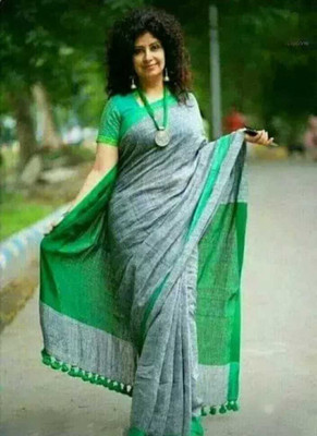 RMSCOLLECTION Self Design Handloom Pure Cotton Saree(Grey)