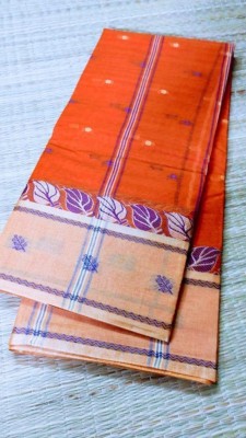 GaurabHandloom Woven Tant Pure Cotton Saree(Orange)