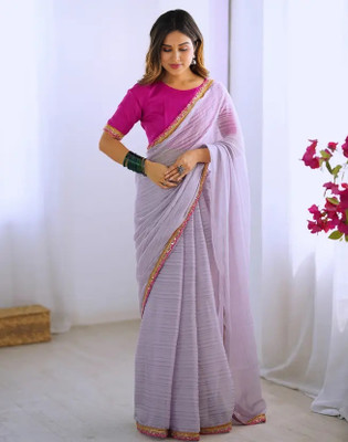 BHAGYAVATI DESIGNER Embellished Bollywood Jimmy choo, Chiffon Saree(Purple)