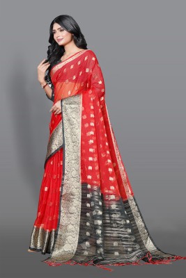 KOTHARI SKT Embellished Bandhani Organza Saree(Red)