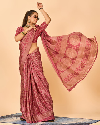 A V M Print Printed Bollywood Crepe Saree(Multicolor)