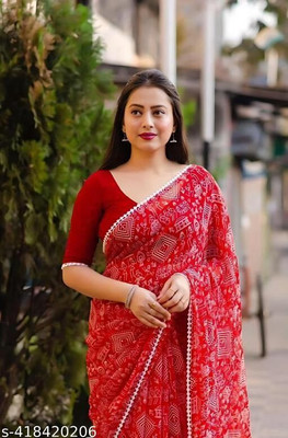SAREEYA16 Printed Bhagalpuri Georgette Saree(Red)
