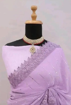 Trendy Fashion Embellished Garara Saree Lycra Blend Saree(Purple)