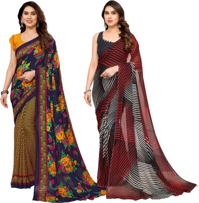 Anand Sarees Printed Bollywood Georgette Saree(Pack of 2, Multicolor)