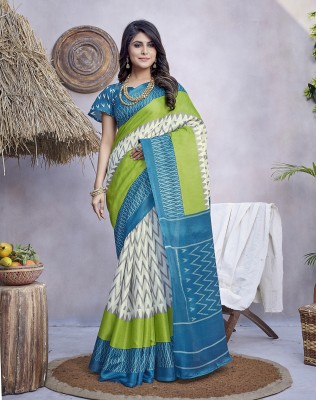 YASHIKA Printed Mysore Art Silk Saree(Blue)