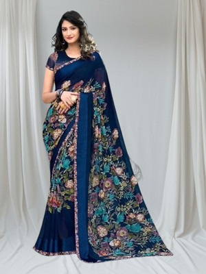 Grubstaker Printed Daily Wear Georgette Saree(Multicolor)