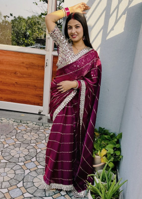 Noise Solid/Plain Bollywood Satin Saree(Pink)