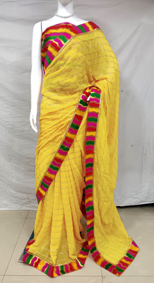 Sareez House Self Design Bollywood Georgette Saree(Yellow)
