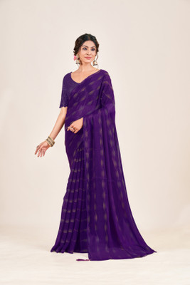 SHILPKALA Printed Bollywood Chiffon Saree(Purple)