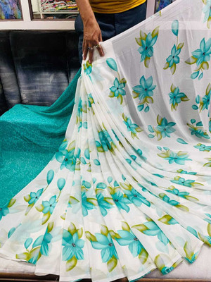 kuldevi enterprise Printed Bollywood Cotton Silk Saree(Multicolor)