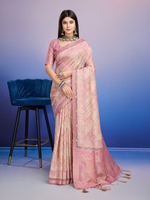 RekhaManiyar Printed Bollywood Cotton Blend Saree(Pink)