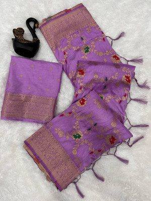 GATISHVAM TEXTILE Woven Banarasi Jacquard Saree(Pink)
